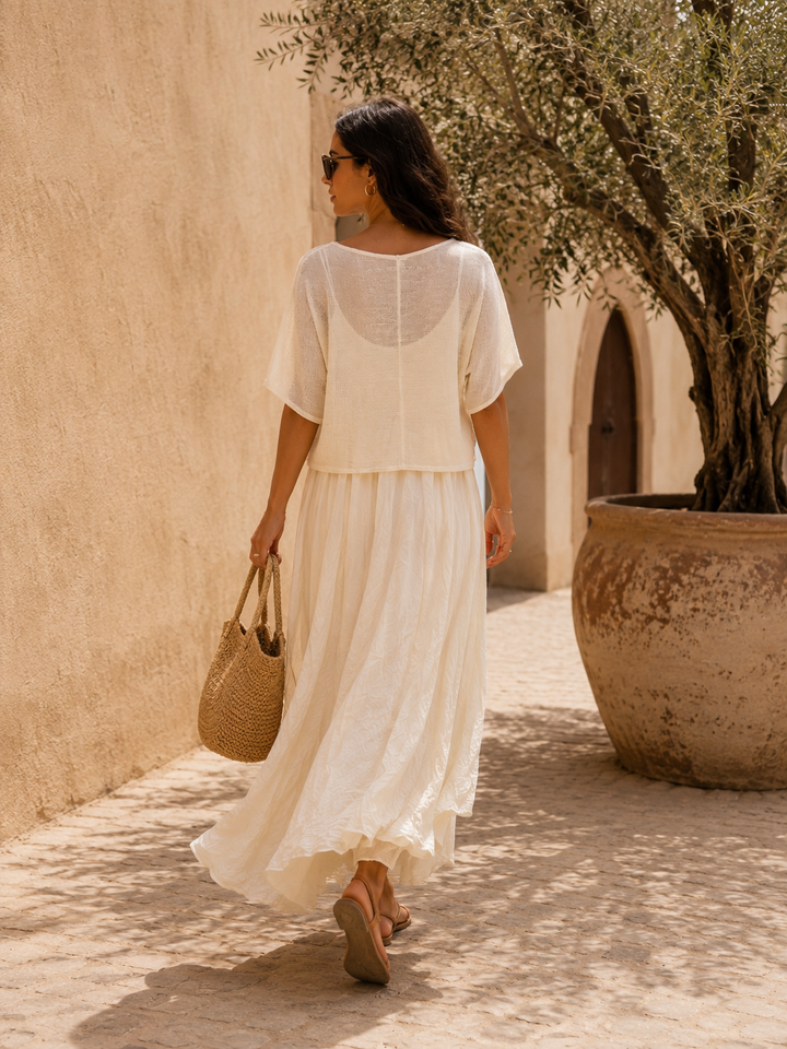 Rosalba Handkerchief Dress Set Cream