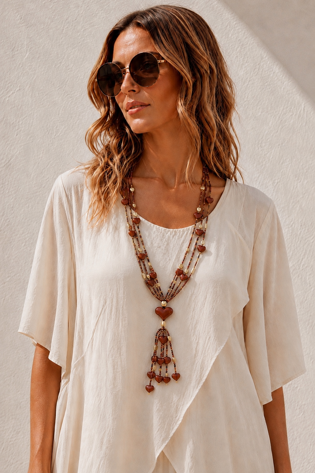 Amora Layered Heart Tassel Necklace