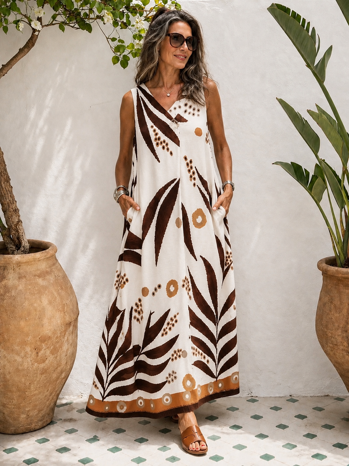 Tia Tribal Brooch Dress Chocolate