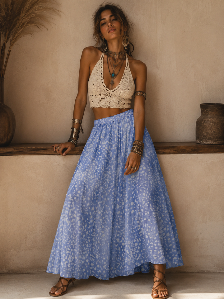 Abstract Polka Dot Tulle Skirt Blue