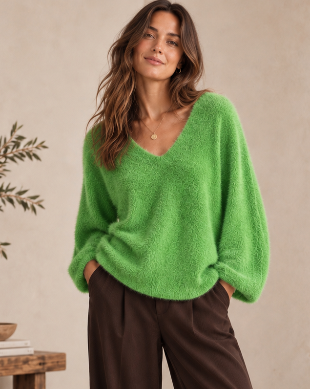 Kelly V-Neck Jumper Lime