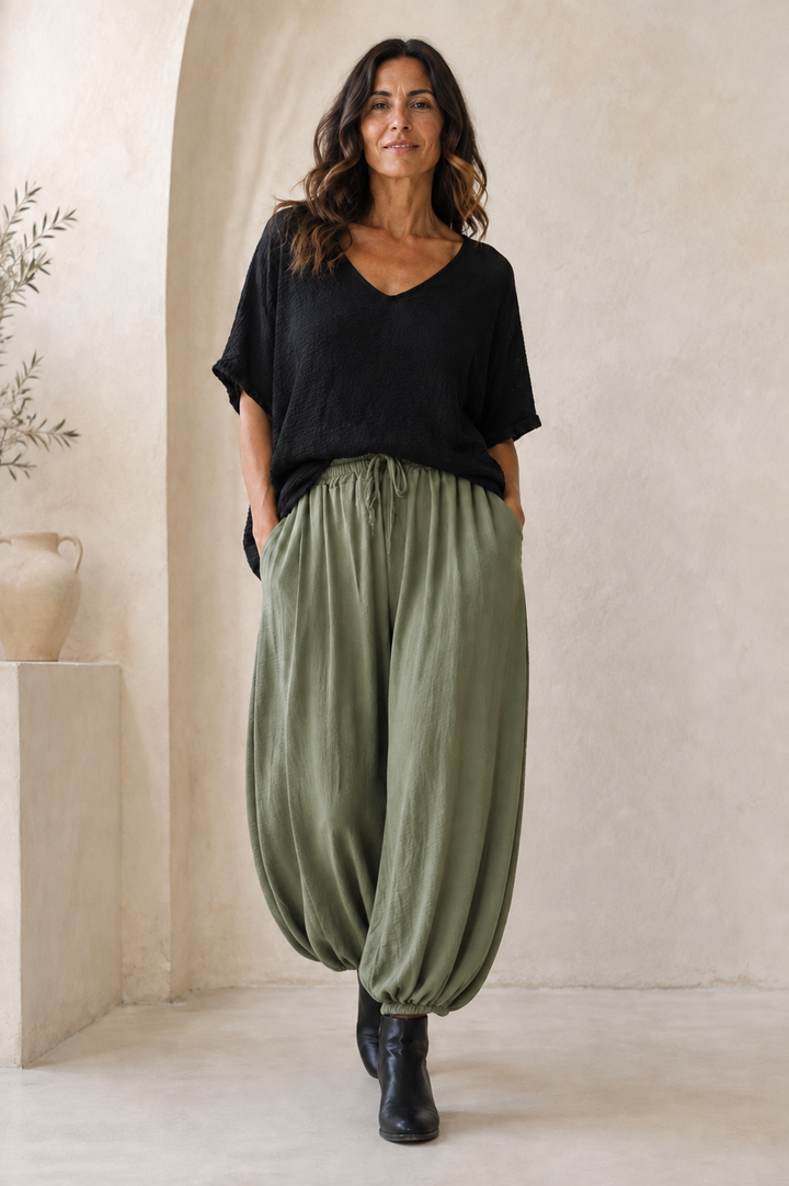 Firenze Balloon Harem Trousers Khaki