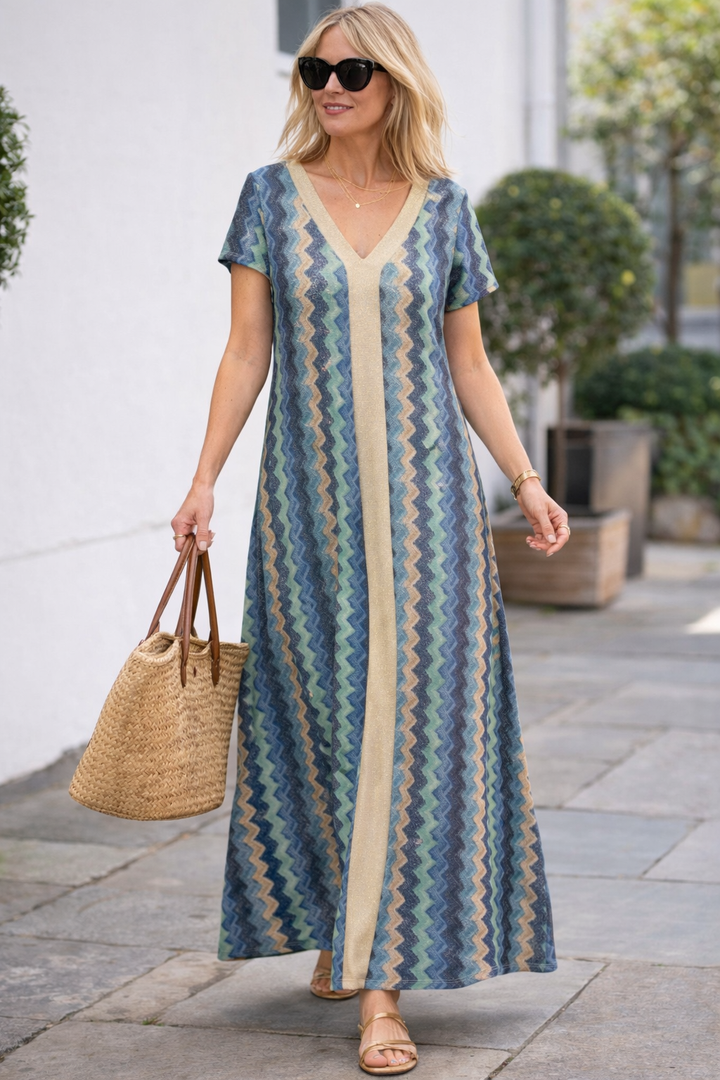 Zi Zi V Neck Maxi Dress Blue