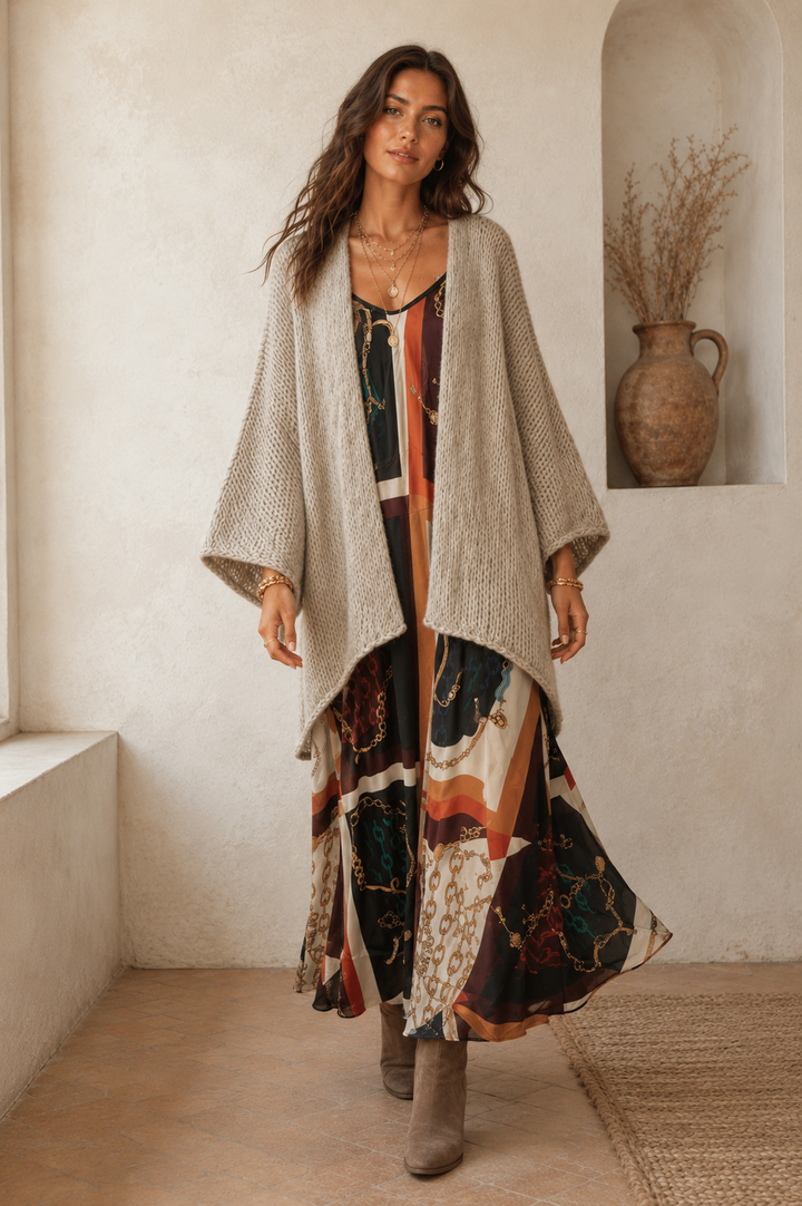 Open Front Batwing Cardigan Oatmeal