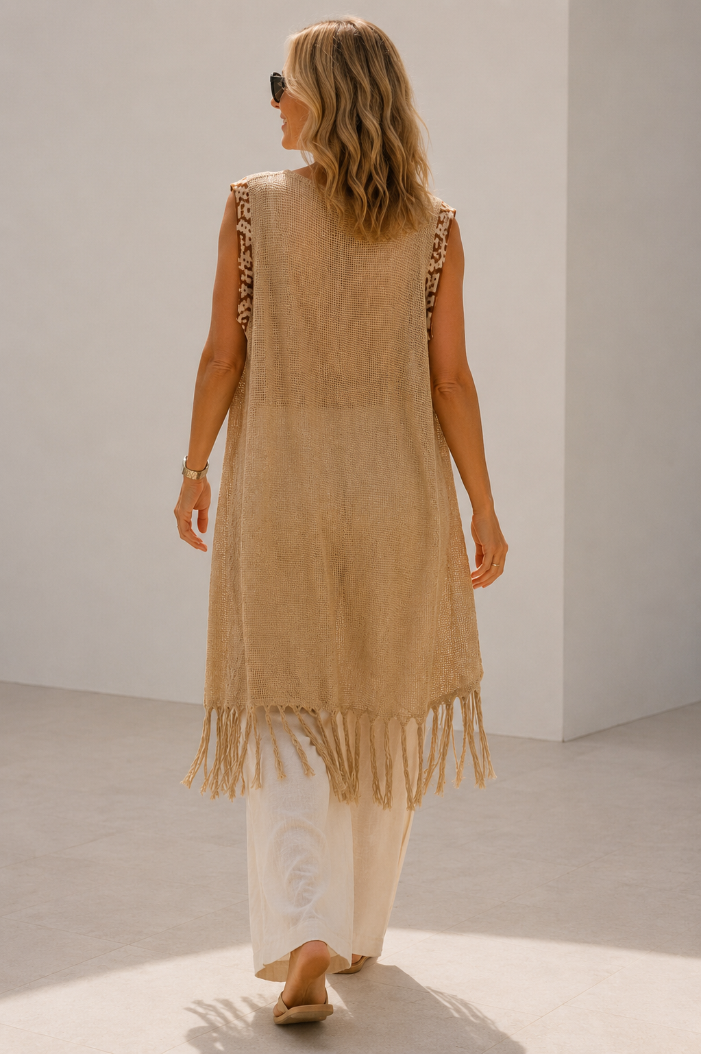 Alba Mesh Waistcoat Camel