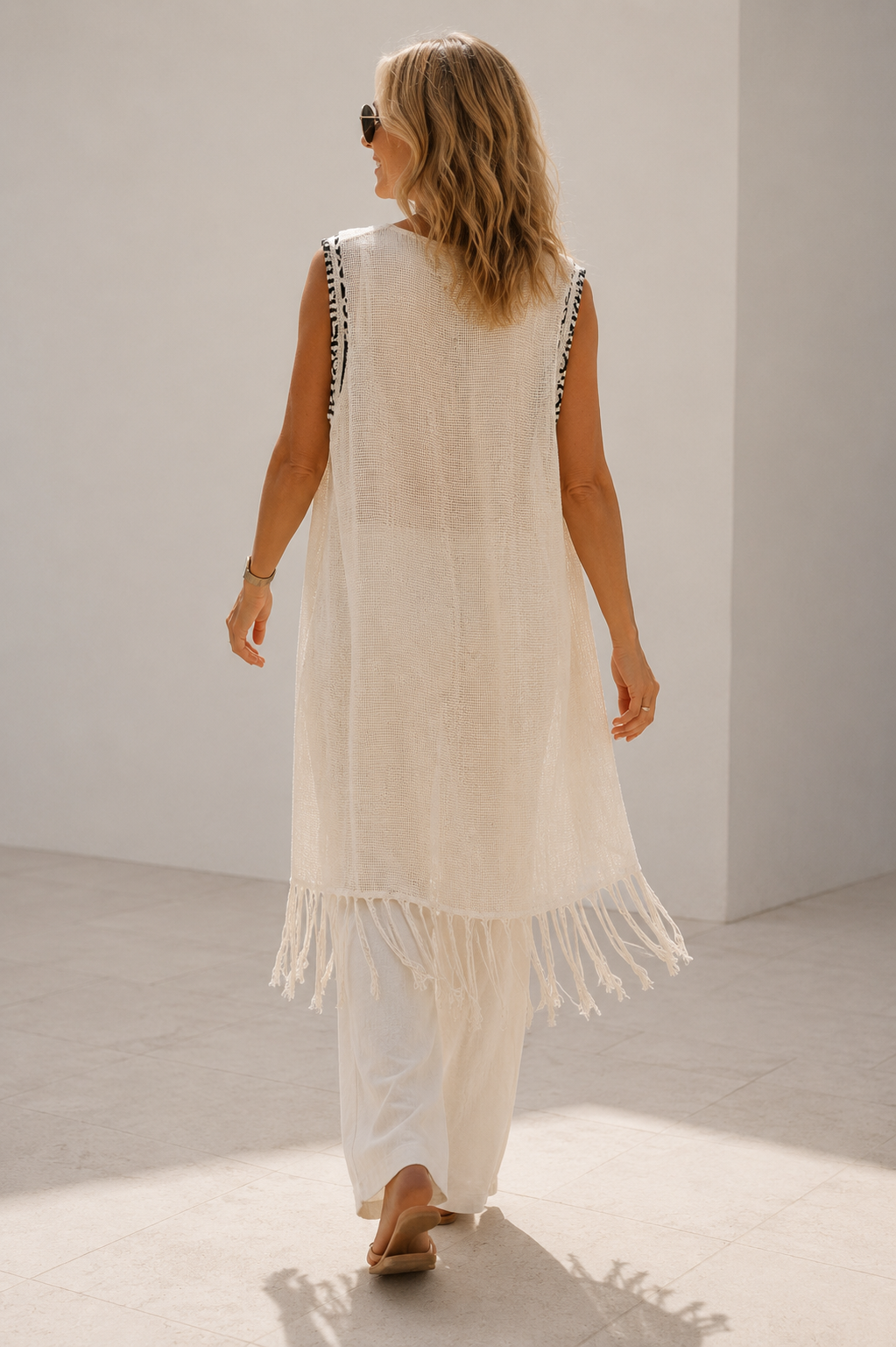 Alba Mesh Waistcoat Cream