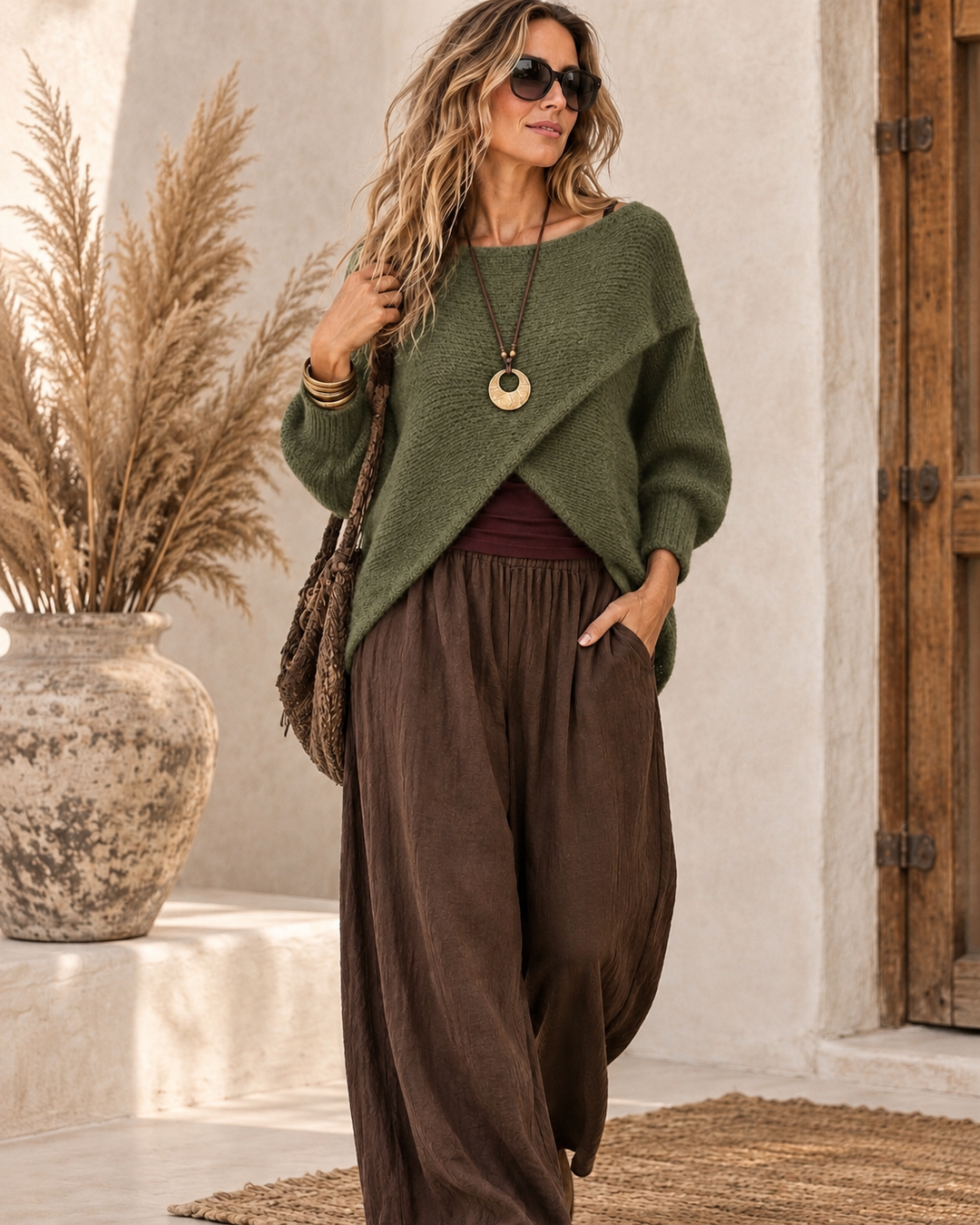 Cody Cross Layering Top Khaki