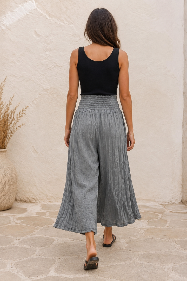 Martia Shirred Wide Leg Culottes Grey