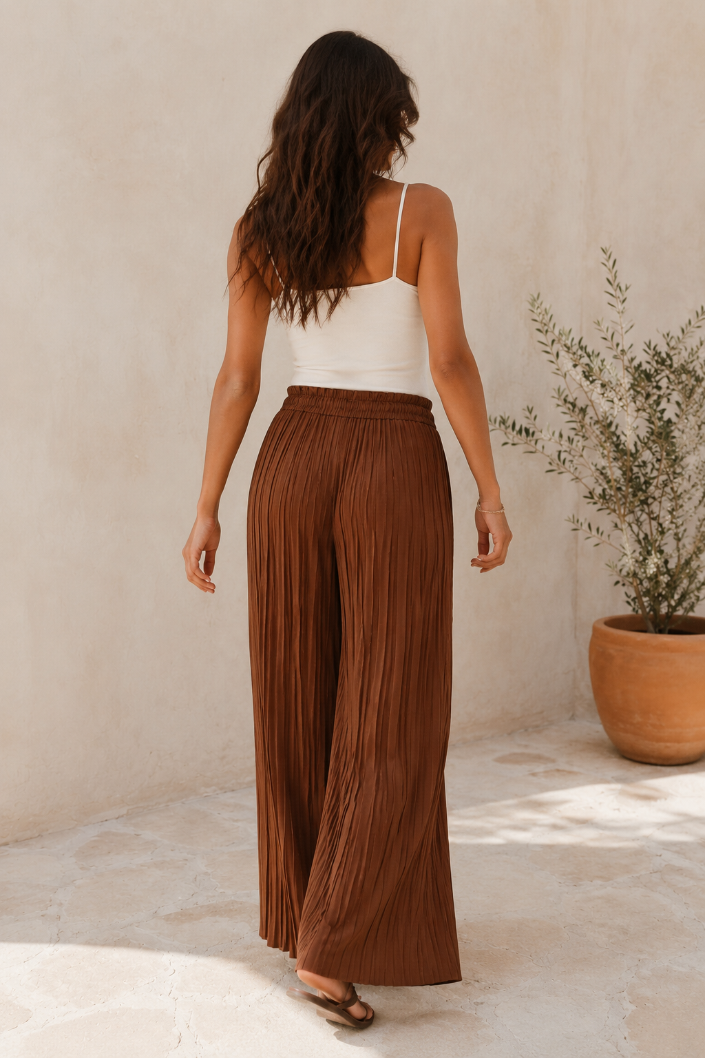 Polly Pleat Trousers Chocolate