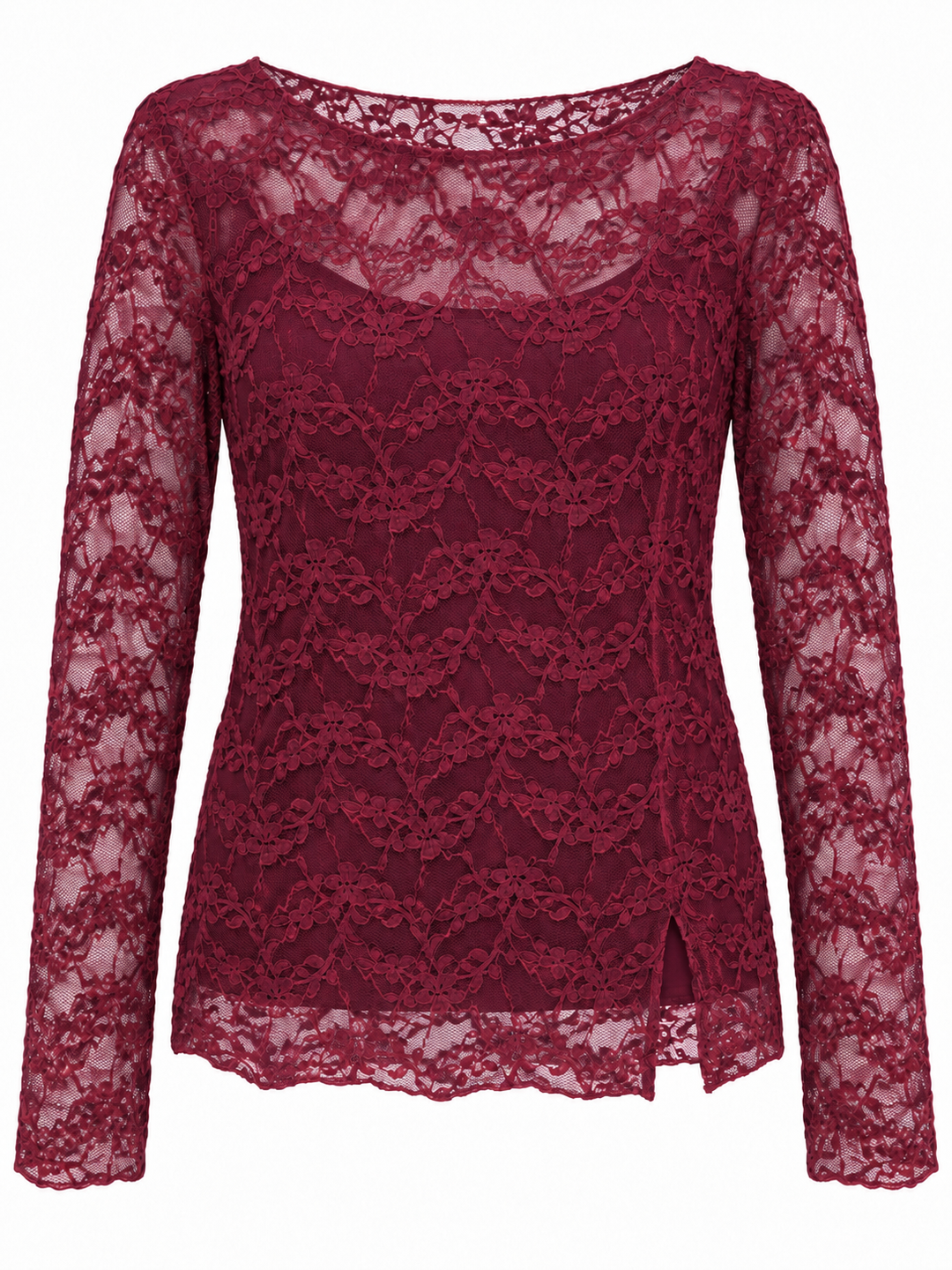 Yuna Lace Long Sleeve Top Claret