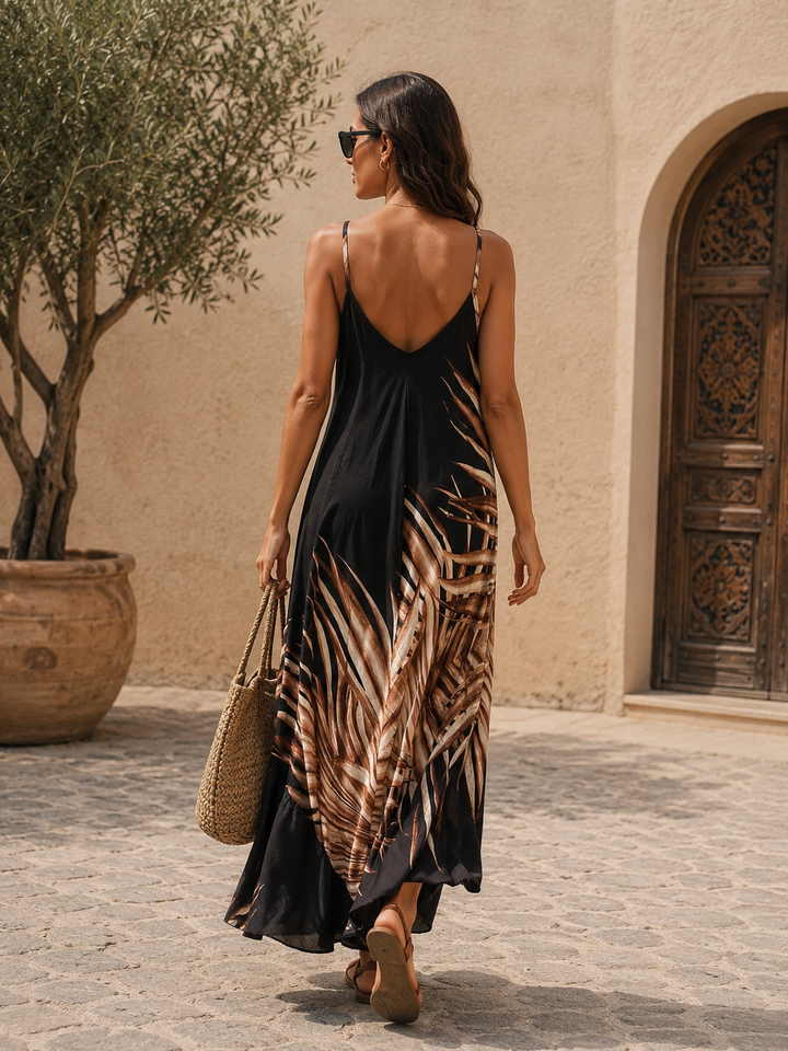 Florentine Palm Dress Black