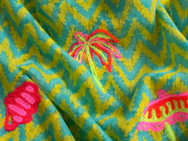Marbella  Zig Zag Maxi Dress Aqua/Lime
