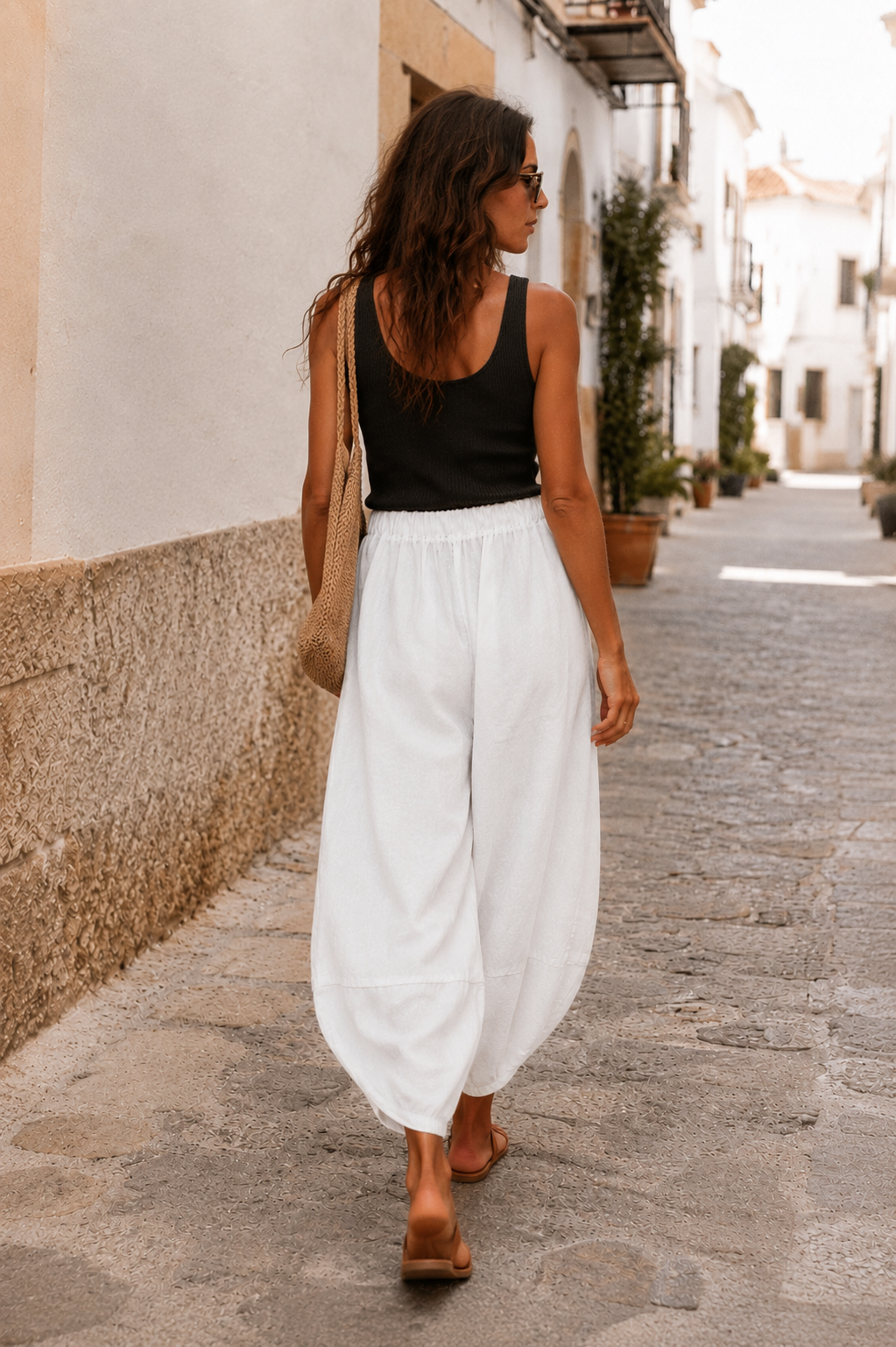 Tahlia Barrel Leg Trousers White