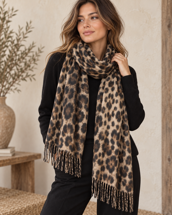 Lennox Leopard Scarf Mocha