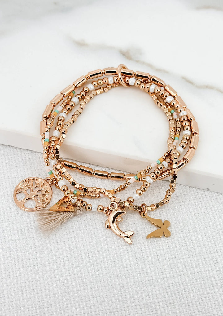 Multi Boho Charm Bracelet Gold
