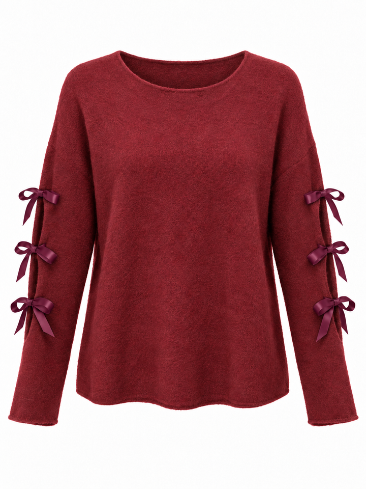 Beatrice Bow Jumper Wine