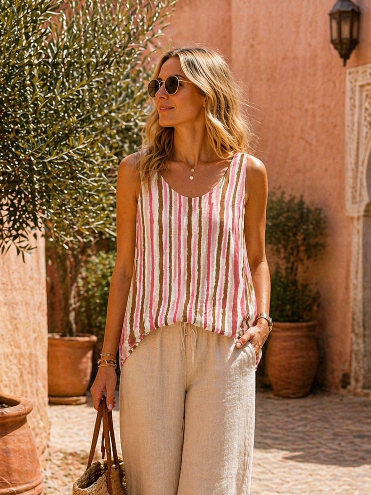 Sidonia Stripe Sleeveless Top Pink