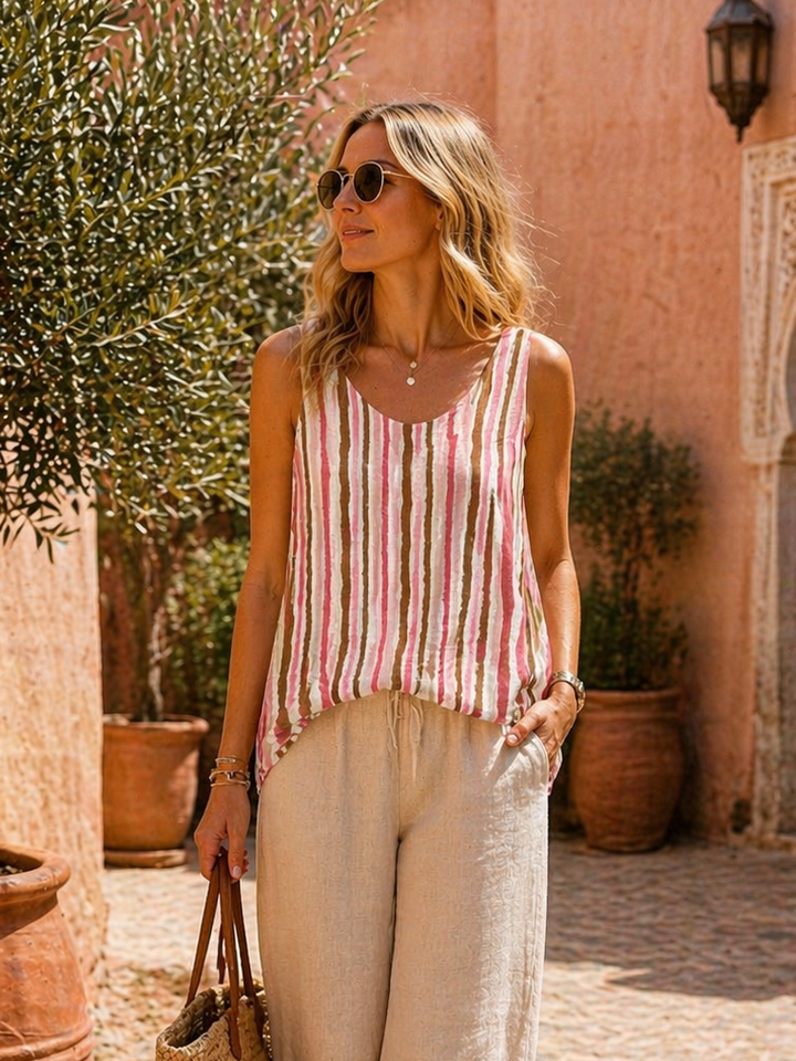 Sidonia Stripe Sleeveless Top Pink