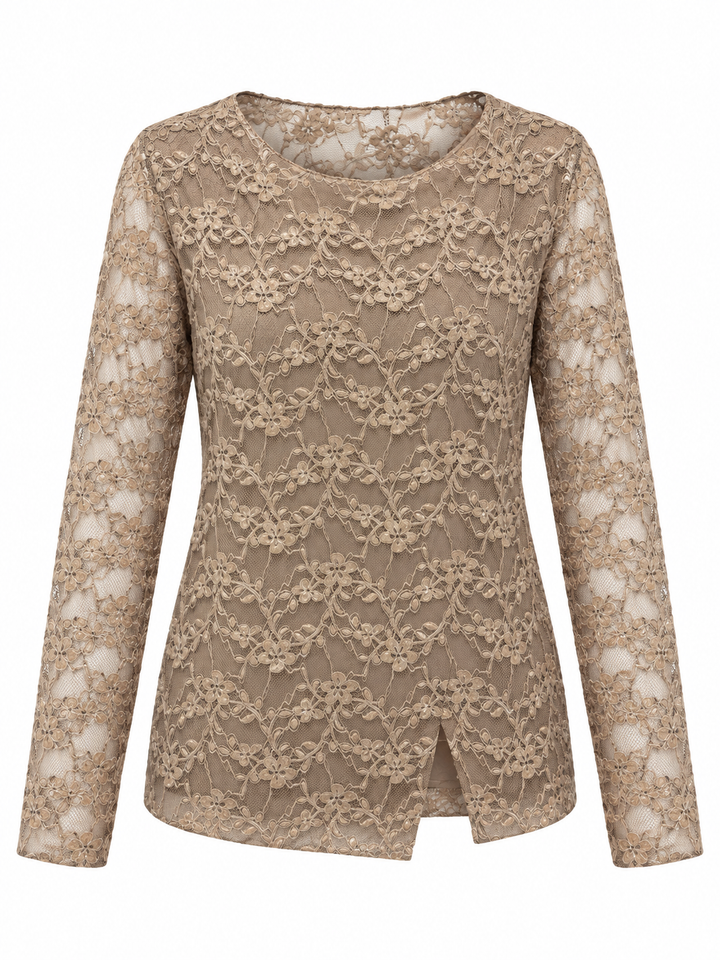 Yuna Lace Long Sleeve Top Latte