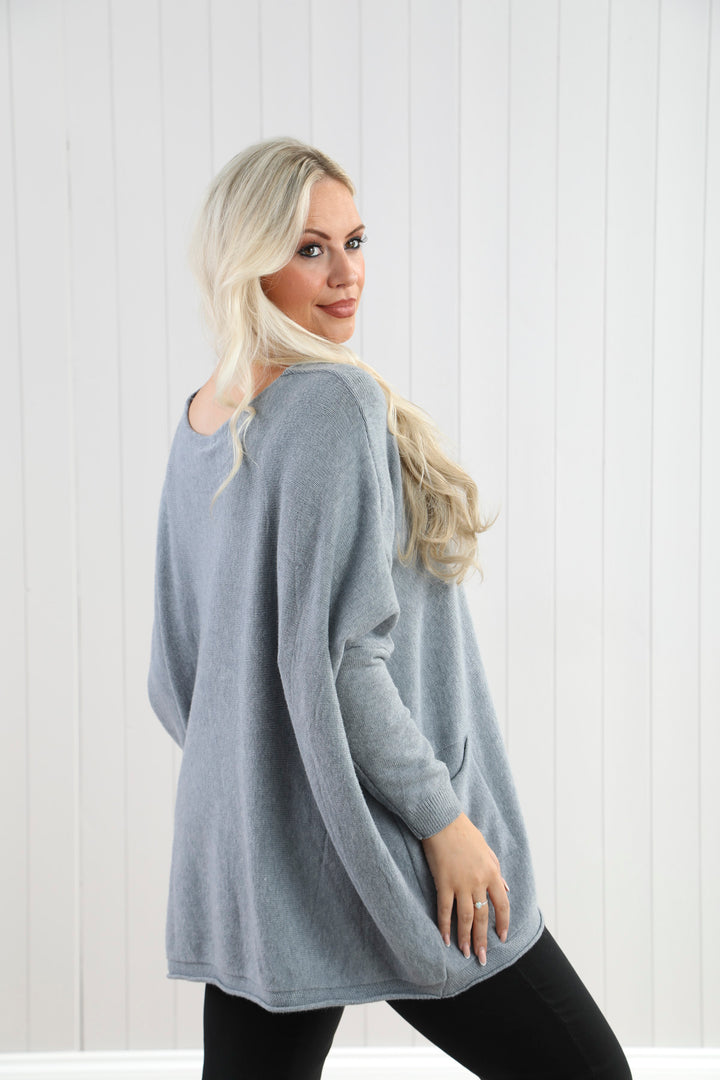Martina Oversized Pocket Knit Grey