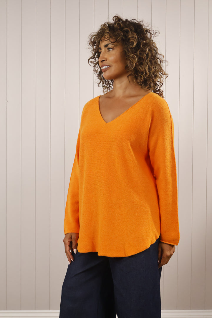 Anabelle V Neck Curve Tangerine