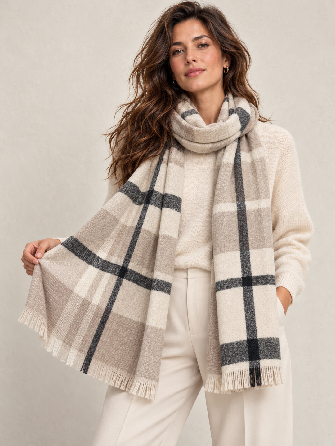 Camden Tartan Scarf Beige