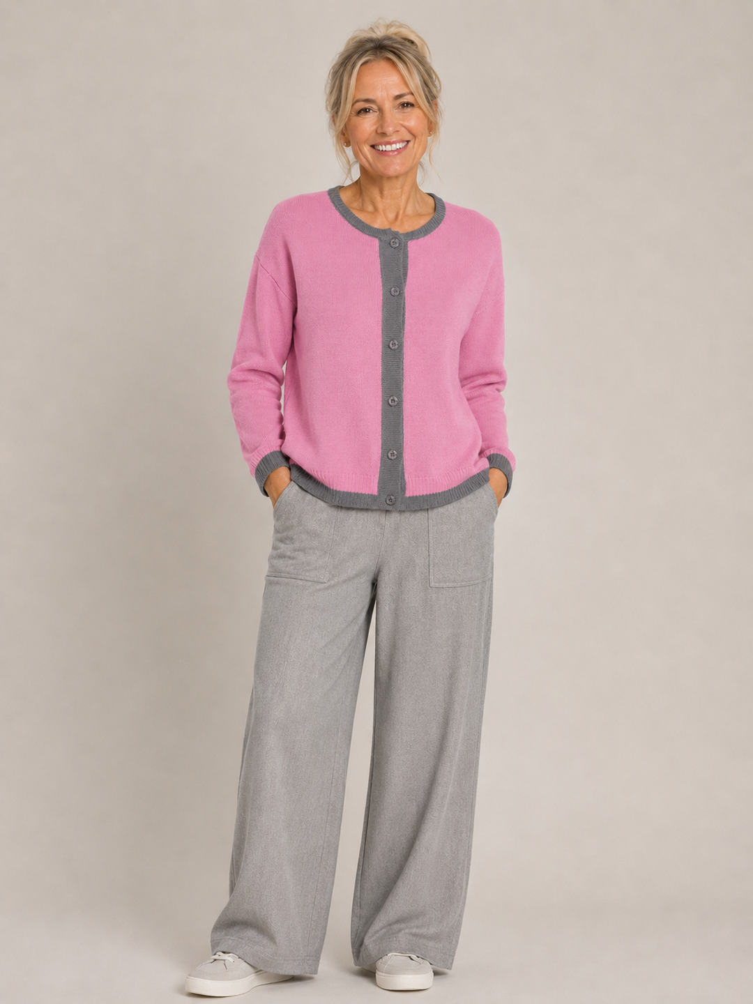 Ninetta Cardigan Pink/Grey