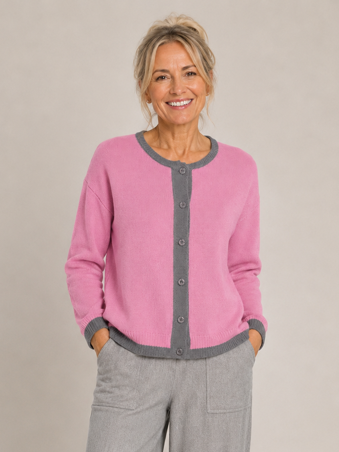 Ninetta Cardigan Pink/Grey