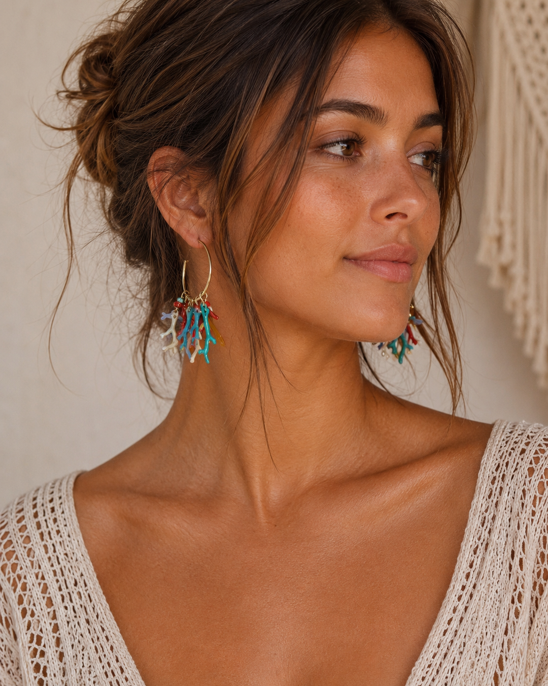 Coral Reef Hoop Earrings Multi