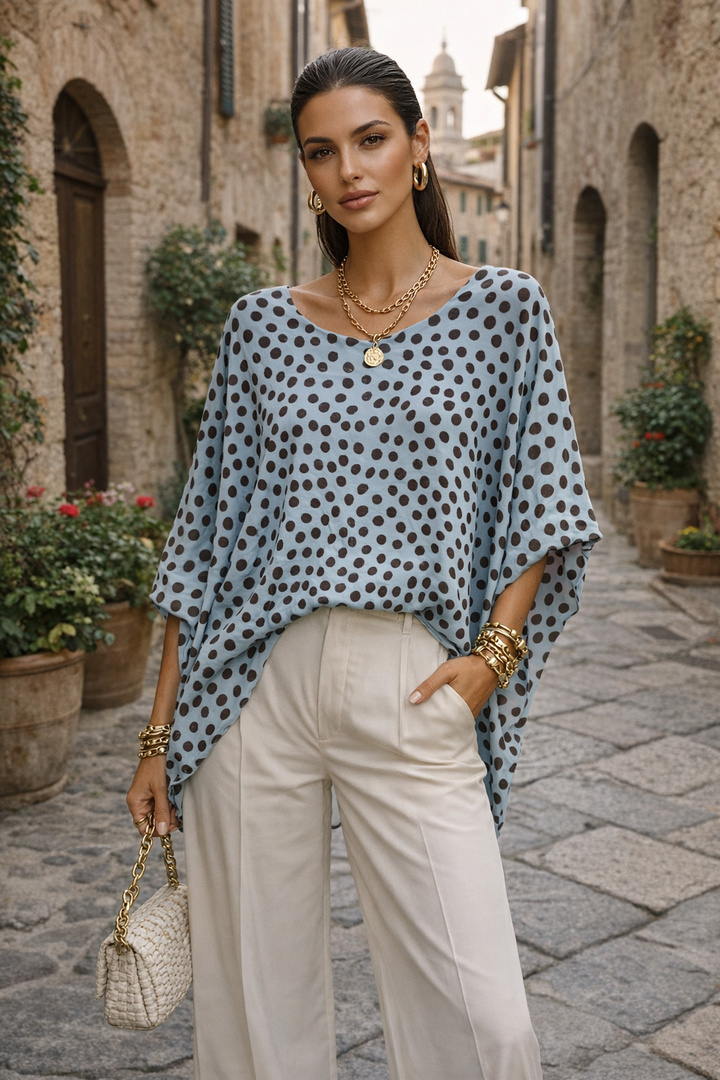 Alora Polka Dot Top Blue