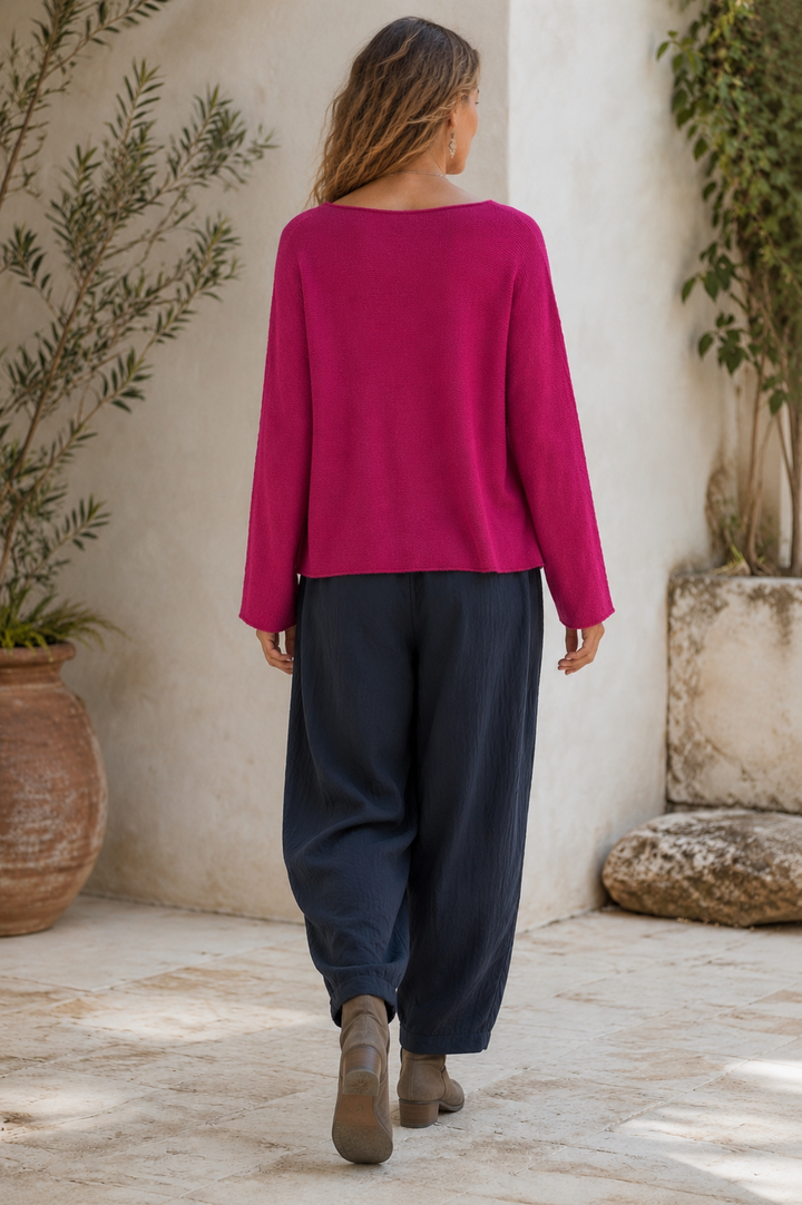 Anabelle V-Neck Jumper Magenta