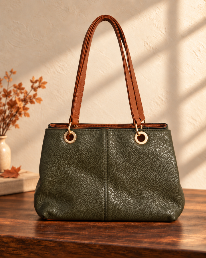 Erin Two Tone Handbag Khaki/Tan