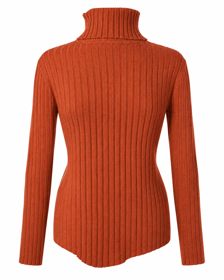 Tammy Rib Polo Neck Top Pumpkin