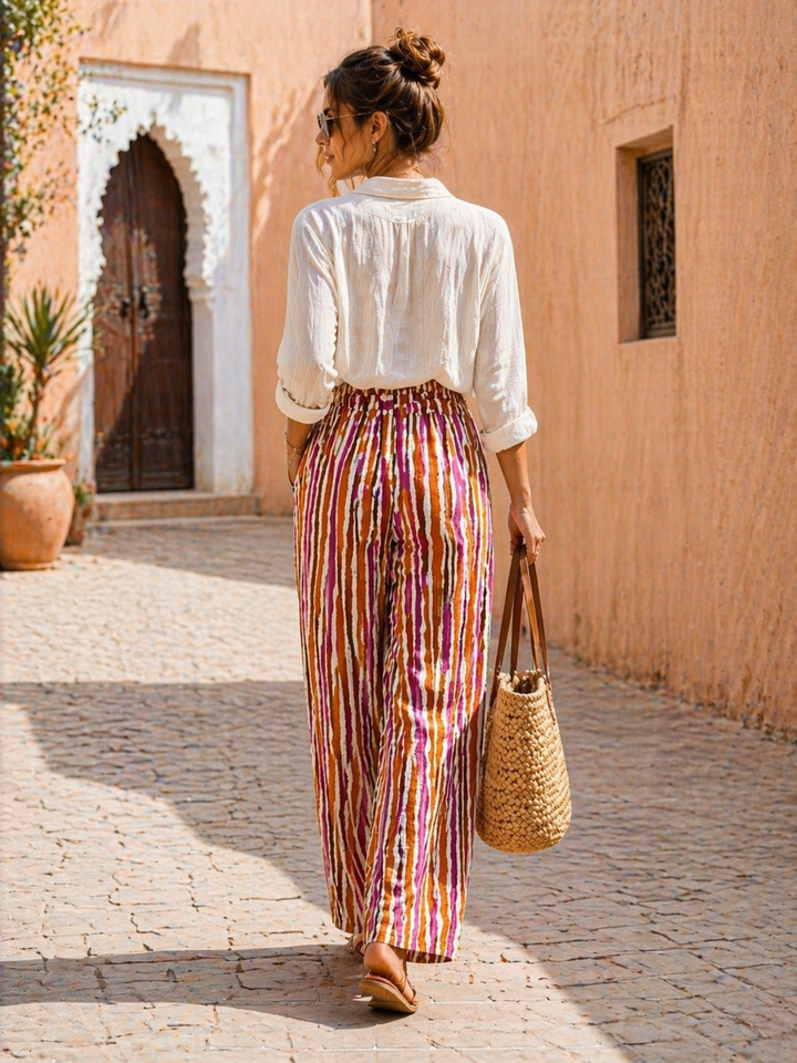 Sidonia Stripe Trousers Fuchsia