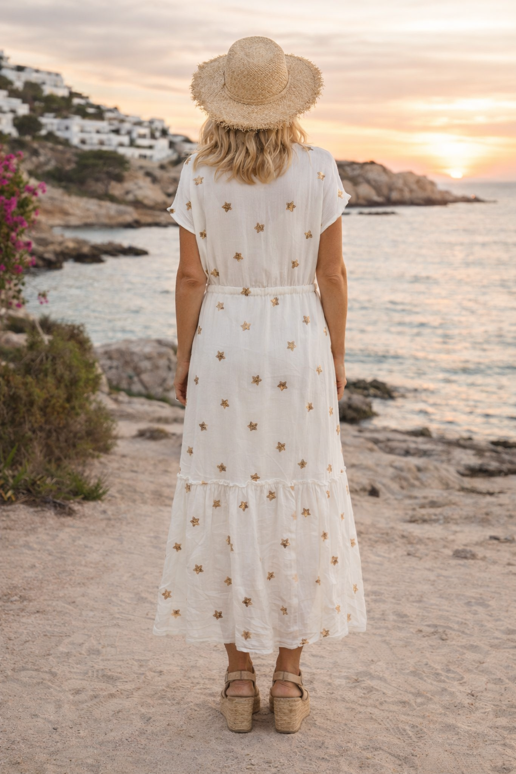 Vittoria Sequin Star Dress White