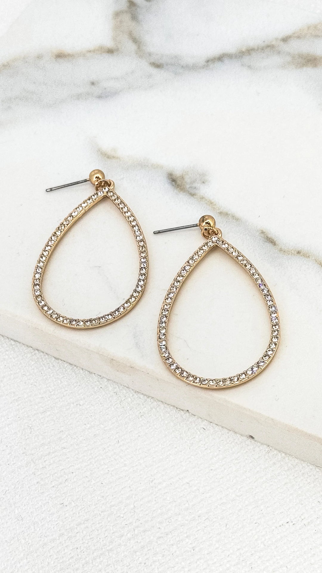 Oval Diamante Earrings Gold