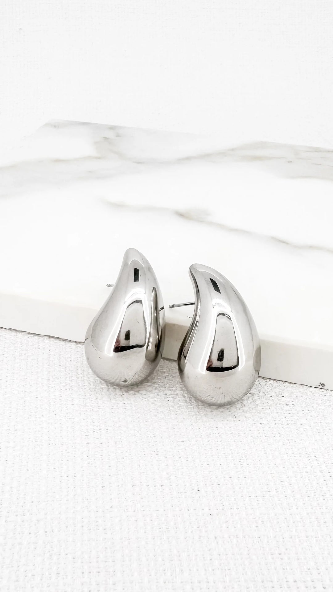 Large Silver Teardrop Earrings