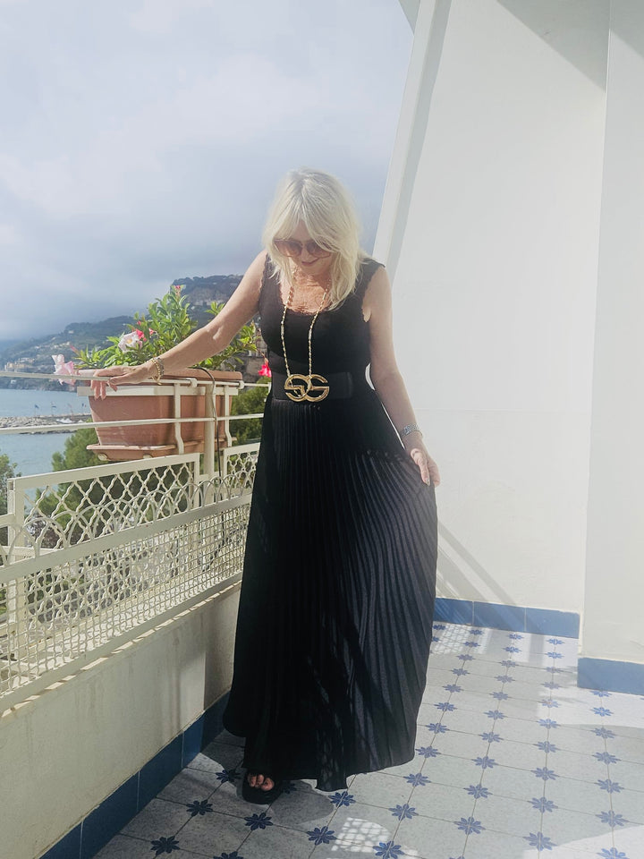 Satin Pleated Skirt Black