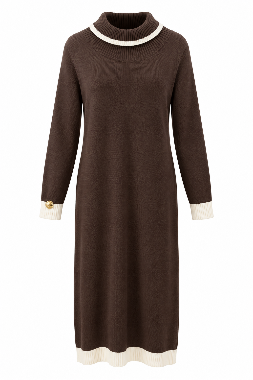 Justine Roll Neck Jumper Dress Chocolate