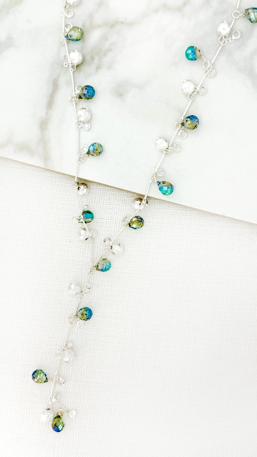 Stardust Shimmer Beaded Necklace Silver