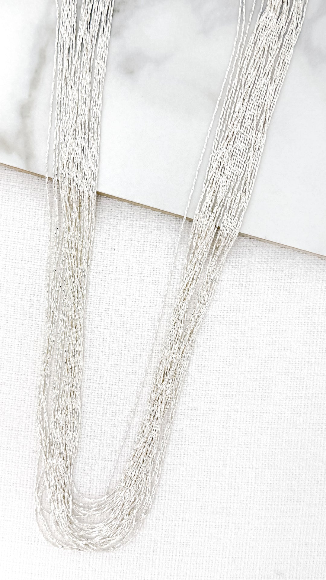 Phoebe Thin strand long necklace Silver