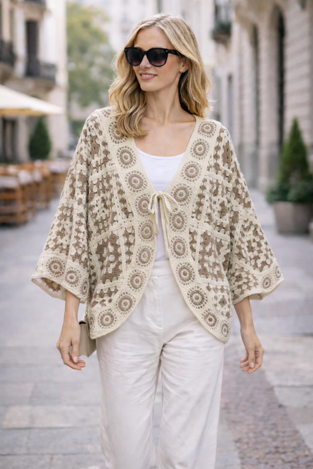 Boho Crochet Cardigan Beige