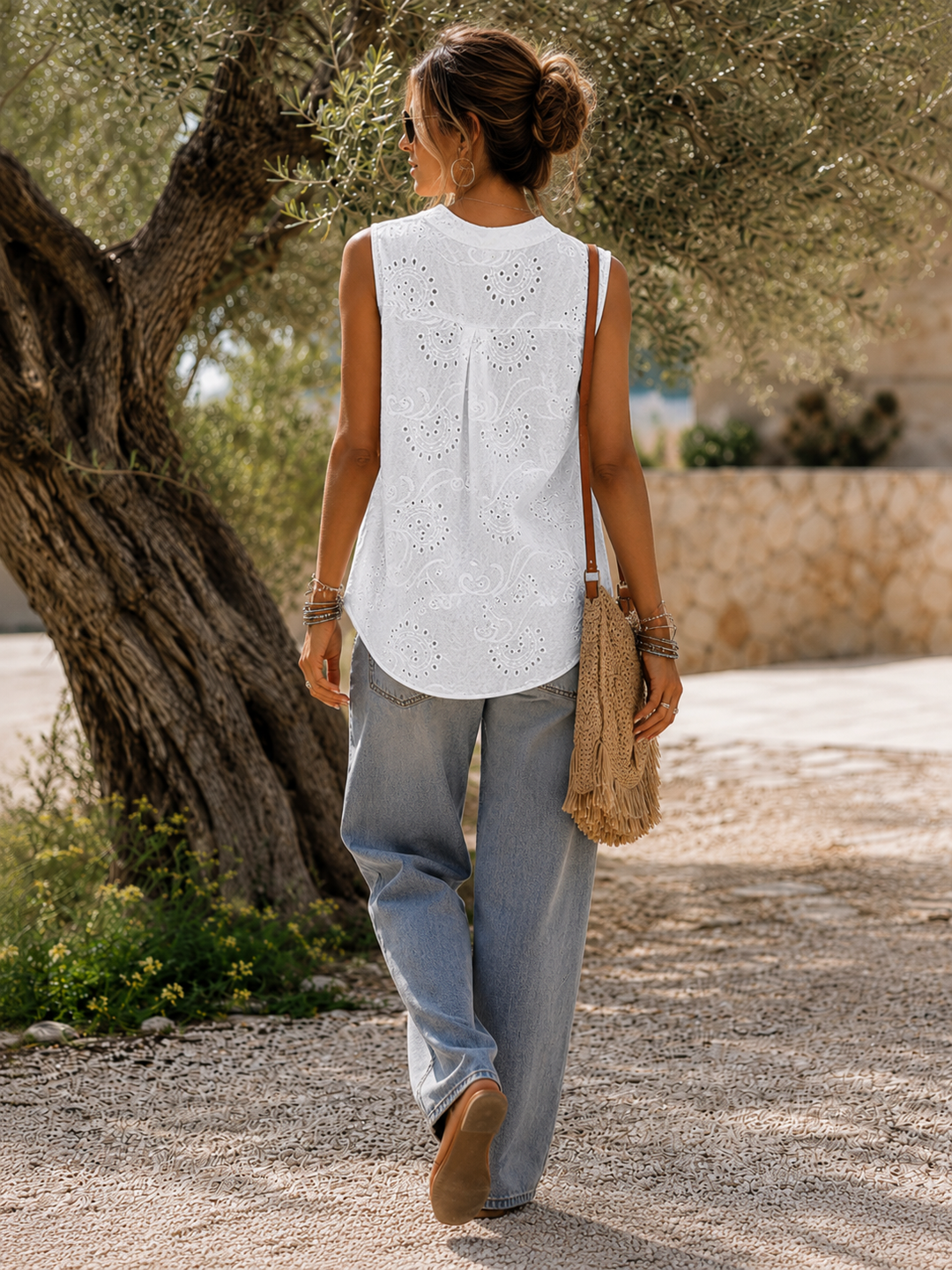 Rosa Broderie Anglaise Top White
