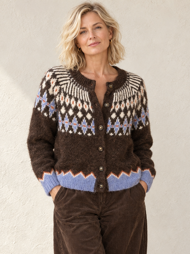 Nesta Nordic Cardigan Chocolate