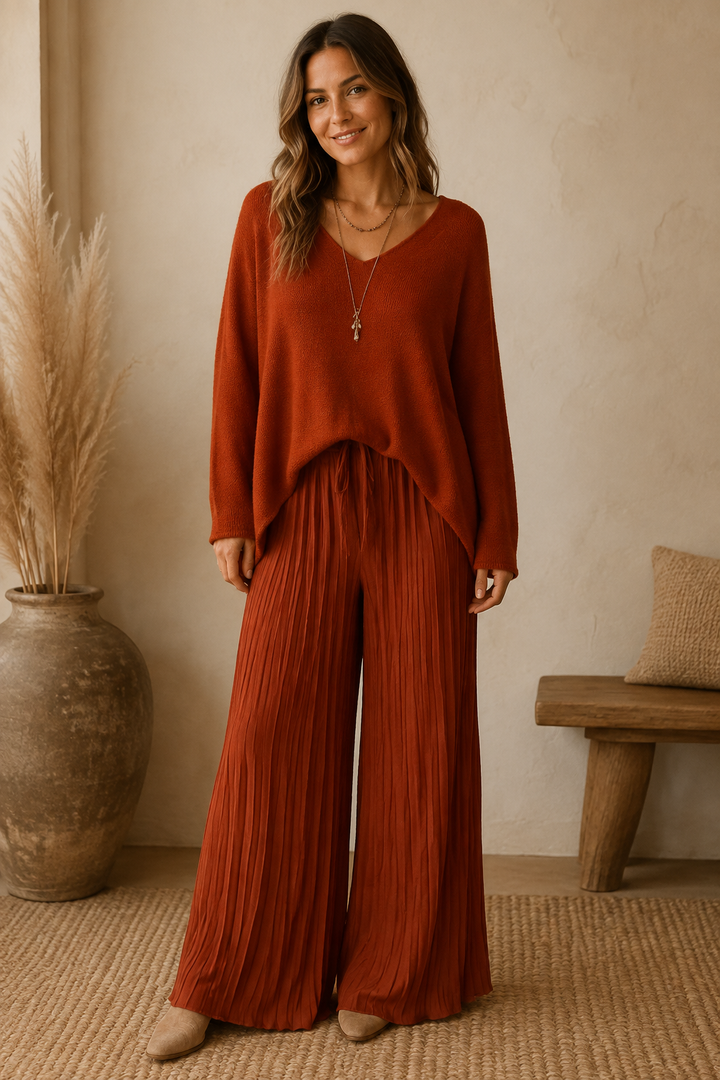 Anabelle v Neck Jumper Rust