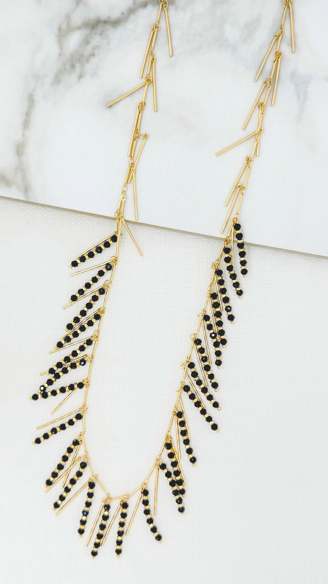 Midnight Cascade Necklace Gold/Black