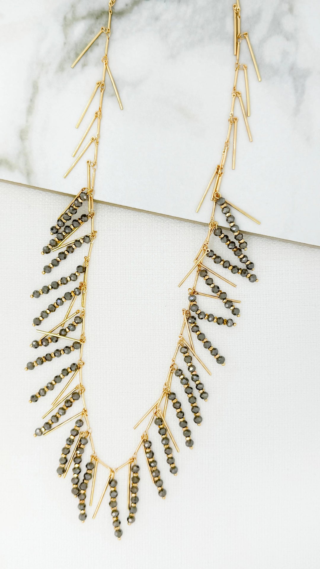 Midnight Cascade Necklace Gold/Grey