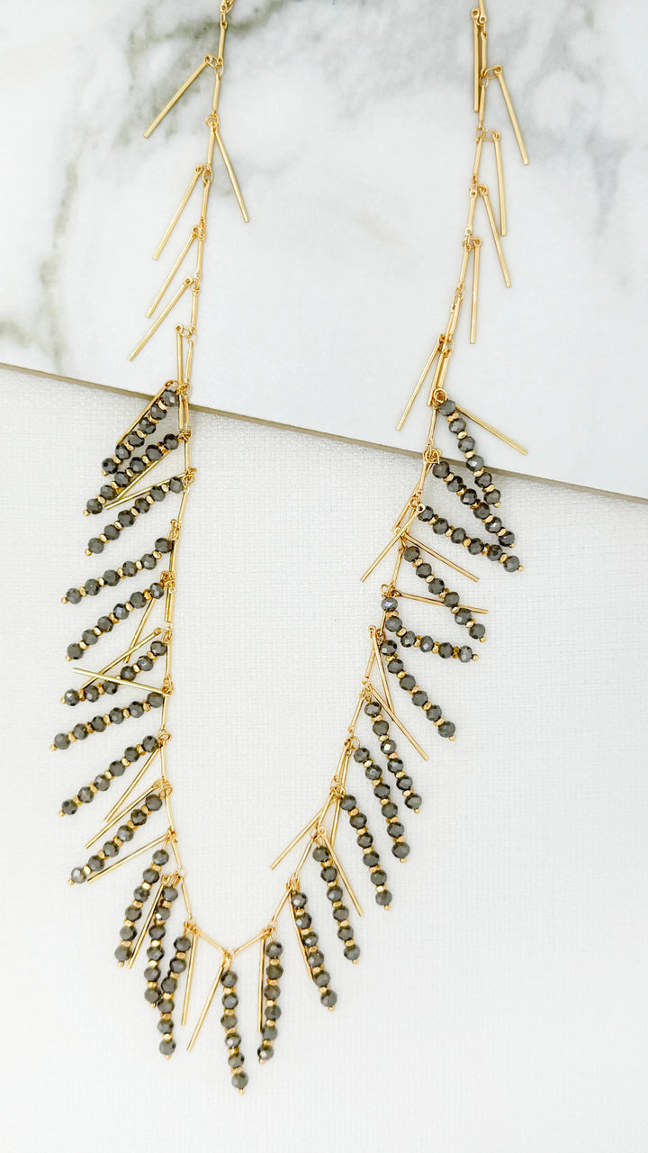 Midnight Cascade Necklace Gold/Grey