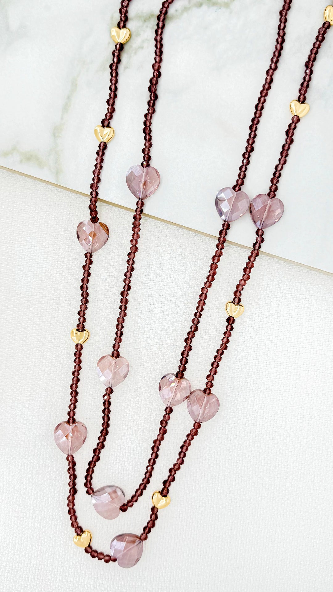 Shadow Heart Crystal Necklace Pink