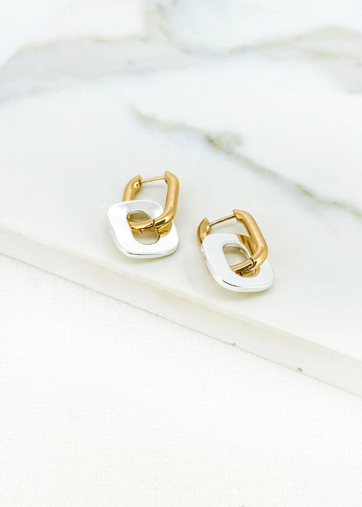 Luna Link Earrings Two Tone